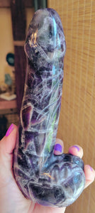 Crystal Carving, Large Penis, Phallus, Men's Parts, Gorgeous Dream Amethyst with Beautiful Chevron Banding!