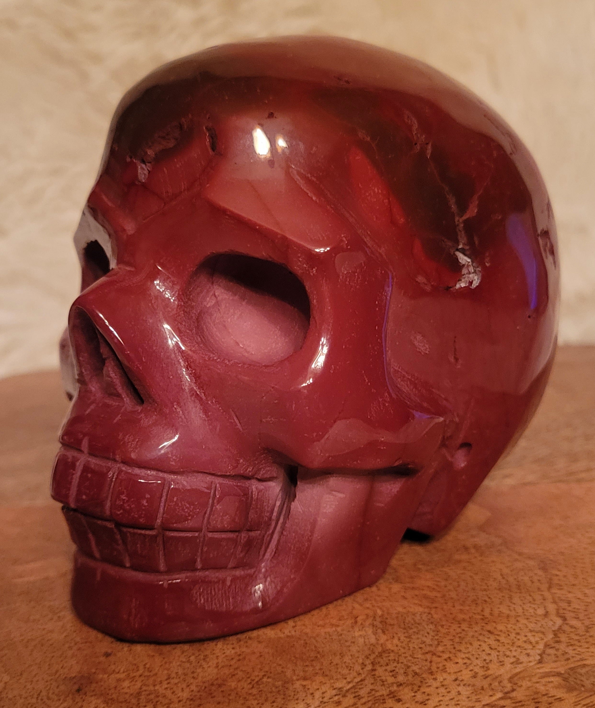 Red Mookaite Big Skull, Crystal Carving, Gorgeous!