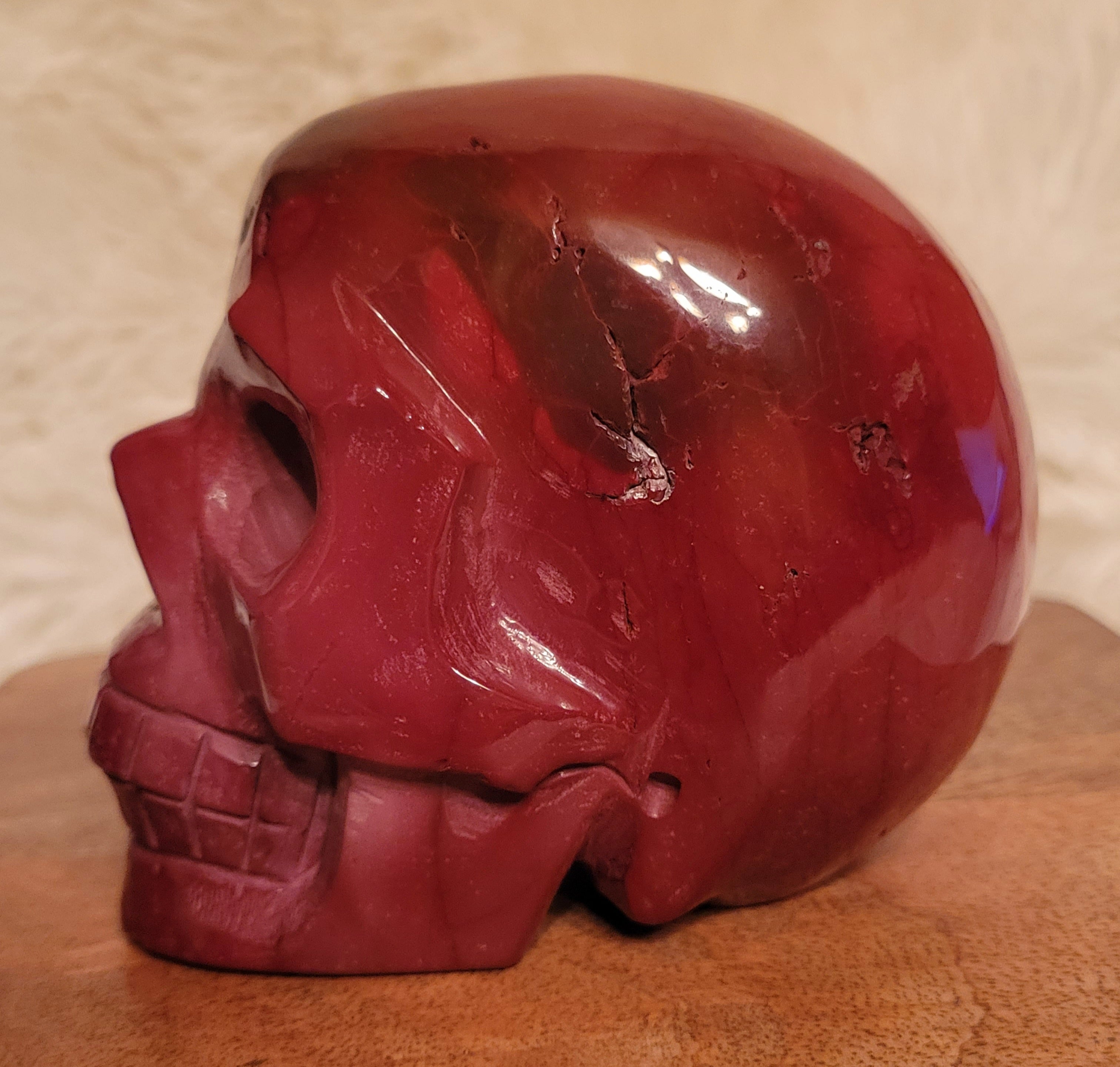 Red Mookaite Big Skull, Crystal Carving, Gorgeous!