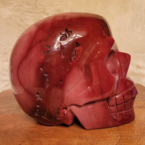 Red Mookaite Big Skull, Crystal Carving, Gorgeous!