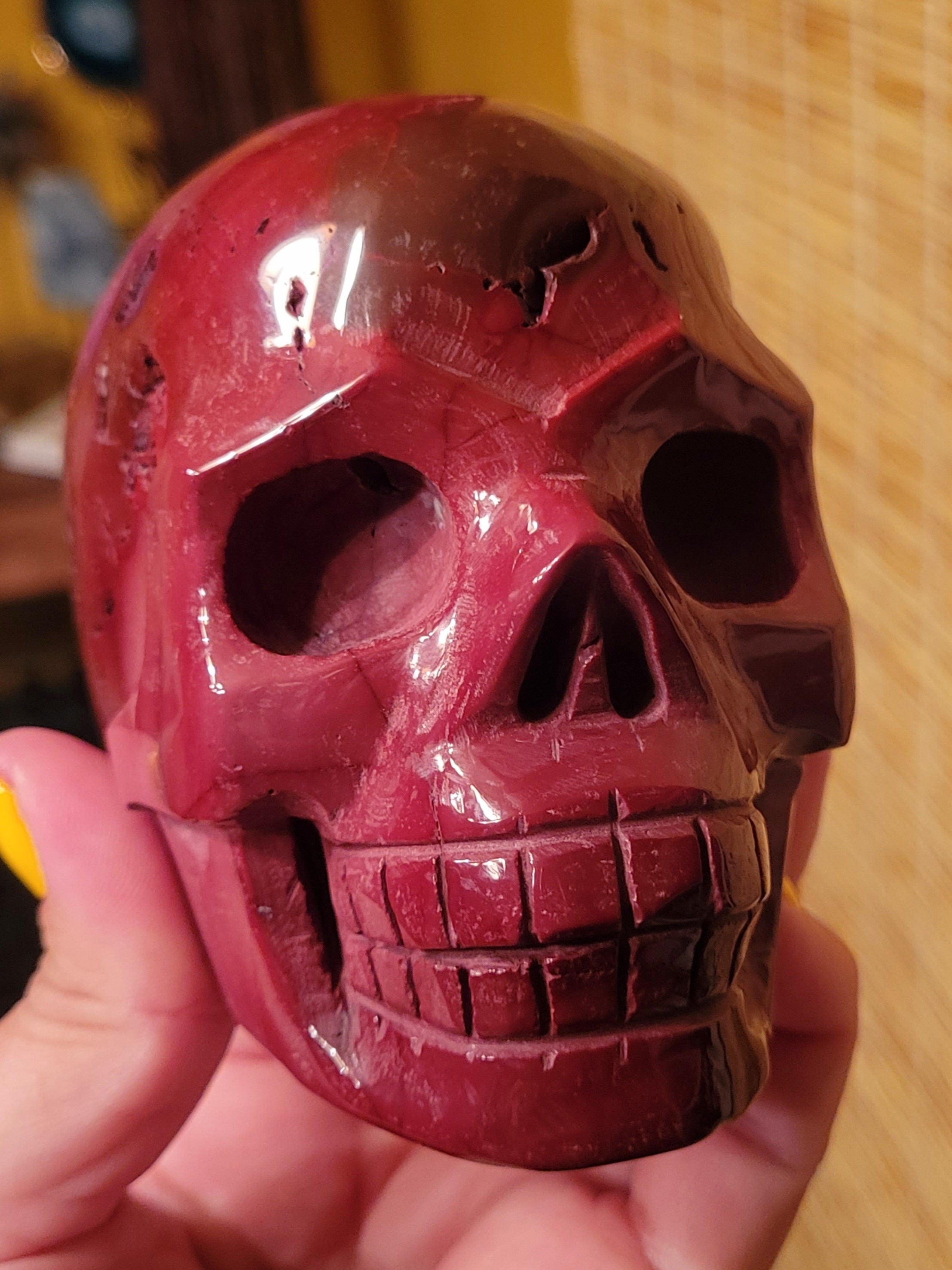 Red Mookaite Big Skull, Crystal Carving, Gorgeous!