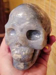 Blue Opal Big Skull, Crystal Carving with Beautiful Banding, Stunning!