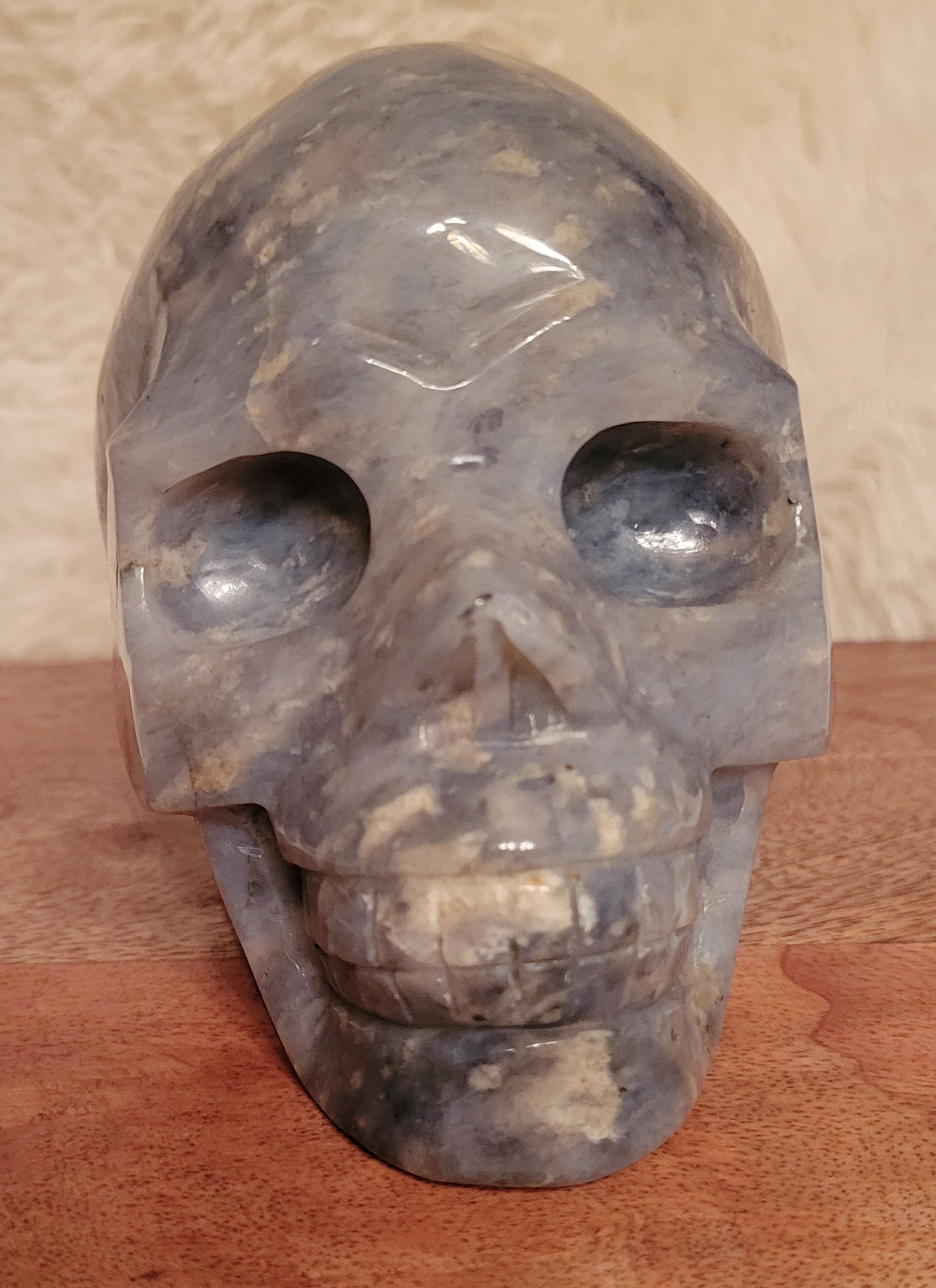 Blue Opal Big Skull, Crystal Carving with Beautiful Banding, Stunning!