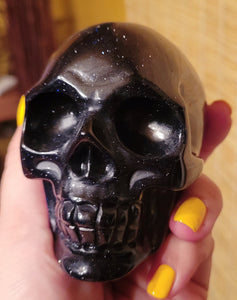 Blue Sandstone Skull, Crystal Carving, Sparkly & Beautiful!