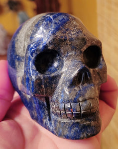 Lapis Lazuli Skull, Crystal Carving with Beautiful Banding, Stunning!