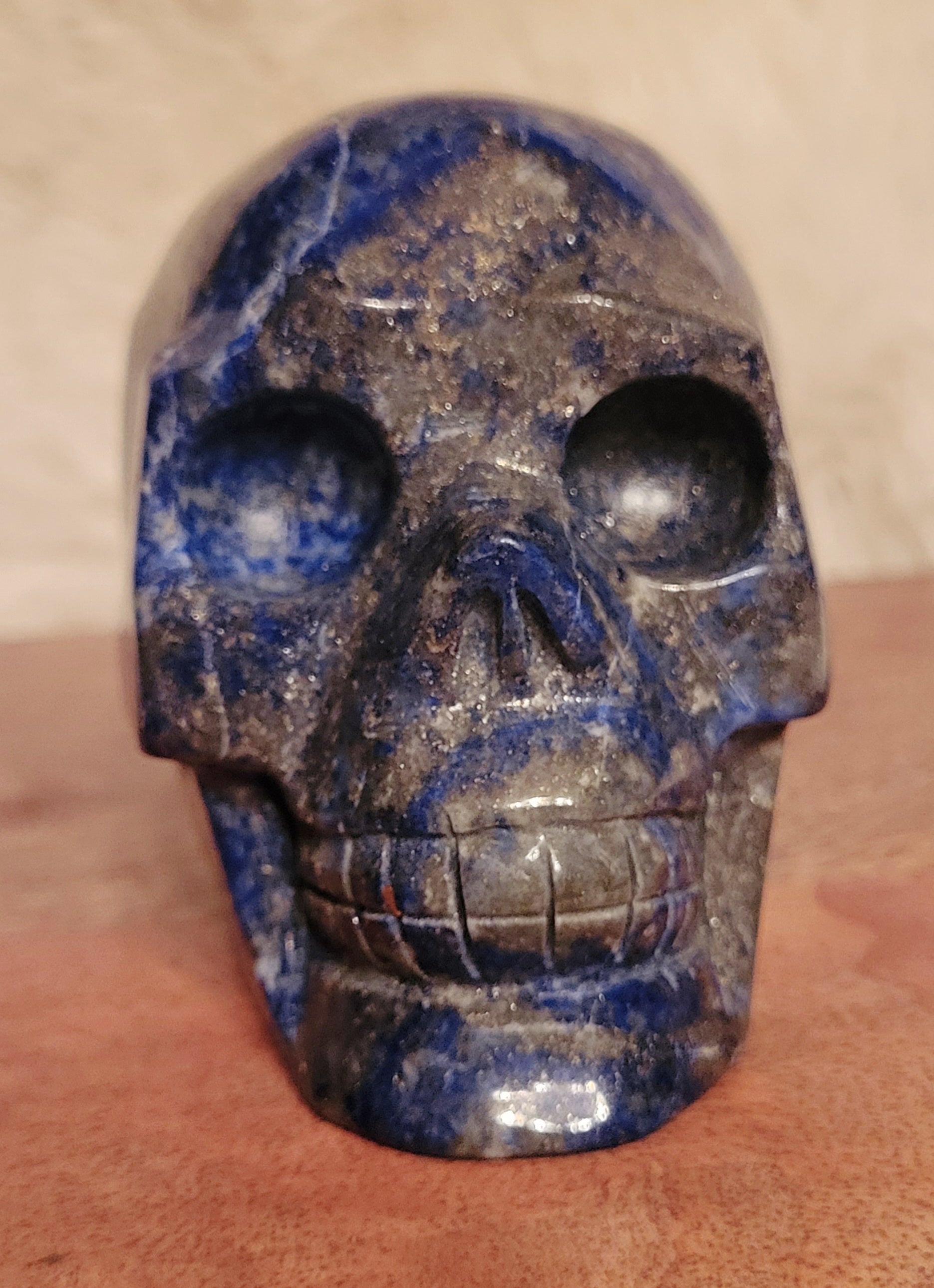 Lapis Lazuli Skull, Crystal Carving with Beautiful Banding, Stunning!