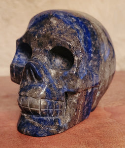 Lapis Lazuli Skull, Crystal Carving with Beautiful Banding, Stunning!