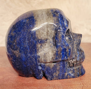 Lapis Lazuli Skull, Crystal Carving with Beautiful Banding, Stunning!