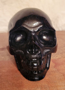 Blue Sandstone Skull, Crystal Carving, Sparkly & Beautiful!