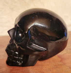 Blue Sandstone Skull, Crystal Carving, Sparkly & Beautiful!