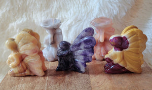 Fairies, Butterflies, Bodies, Goddess, Crystal Carvings, Moss agate, Mookaite, Ocean Jasper, Selenite, Stunning!