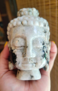 Moonstone Big Buddha Head Crystal Carving, Stunning!