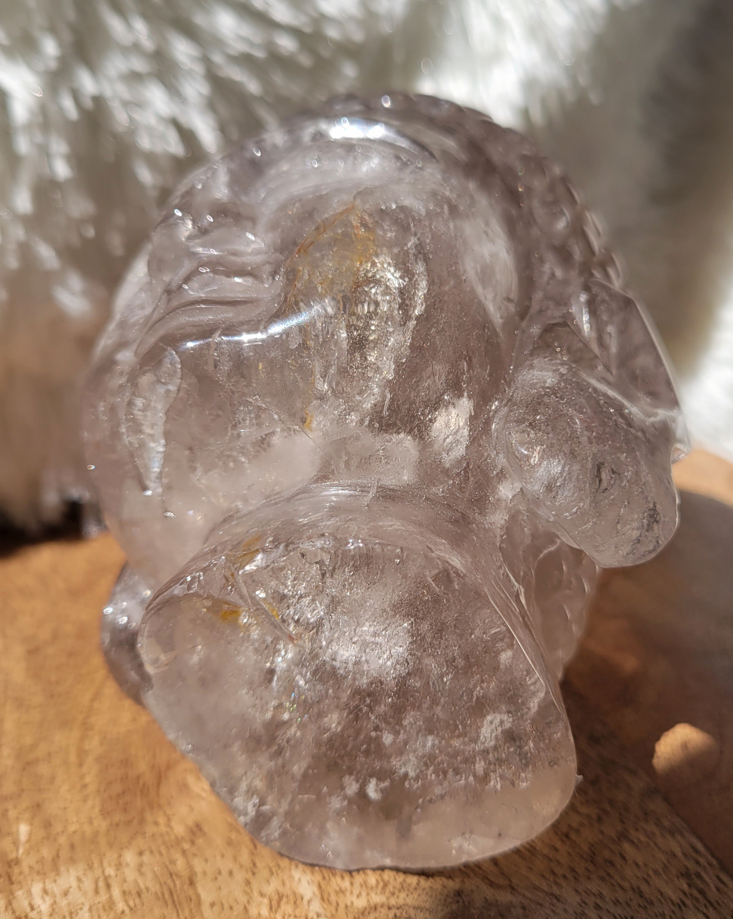 Smokey Quartz Large Buddha Head, Crystal Carving, with Some Rainbows! Stunning!