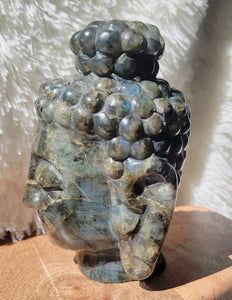 Labradorite Big Buddha Head Crystal Carving, Stunning!