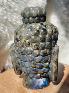 Labradorite Big Buddha Head Crystal Carving, Stunning!