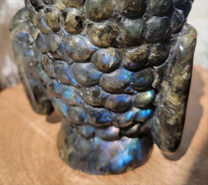 Labradorite Big Buddha Head Crystal Carving, Stunning!