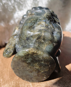 Labradorite Big Buddha Head Crystal Carving, Stunning!