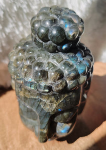 Labradorite Big Buddha Head Crystal Carving, Stunning!