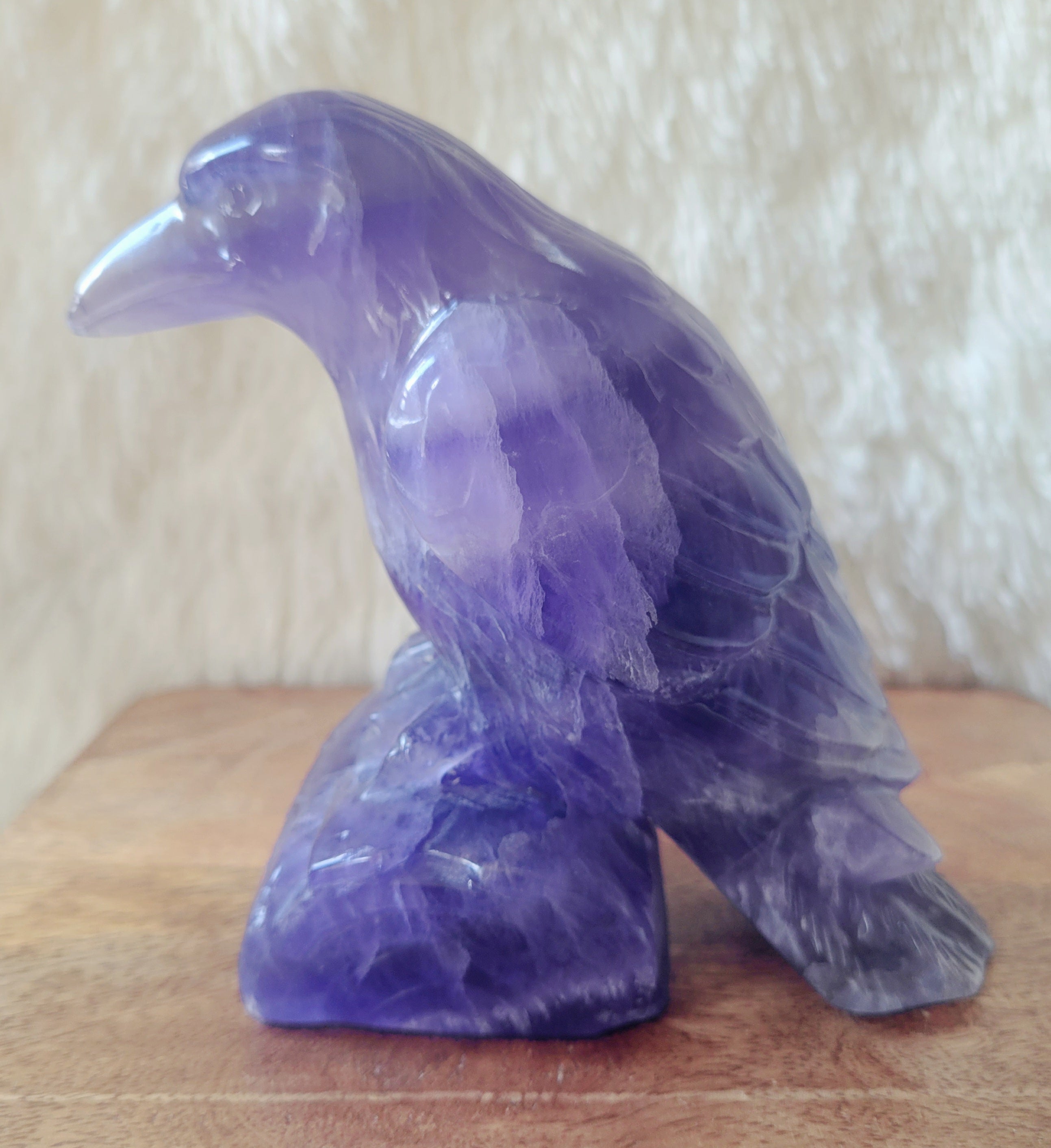 Indigo Fluorite Raven, Crow, Crystal Carving with beautiful Banding, Gorgeous!