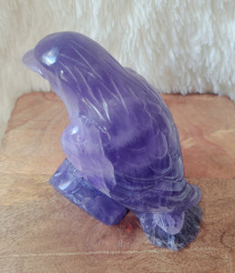 Indigo Fluorite Raven, Crow, Crystal Carving with beautiful Banding, Gorgeous!