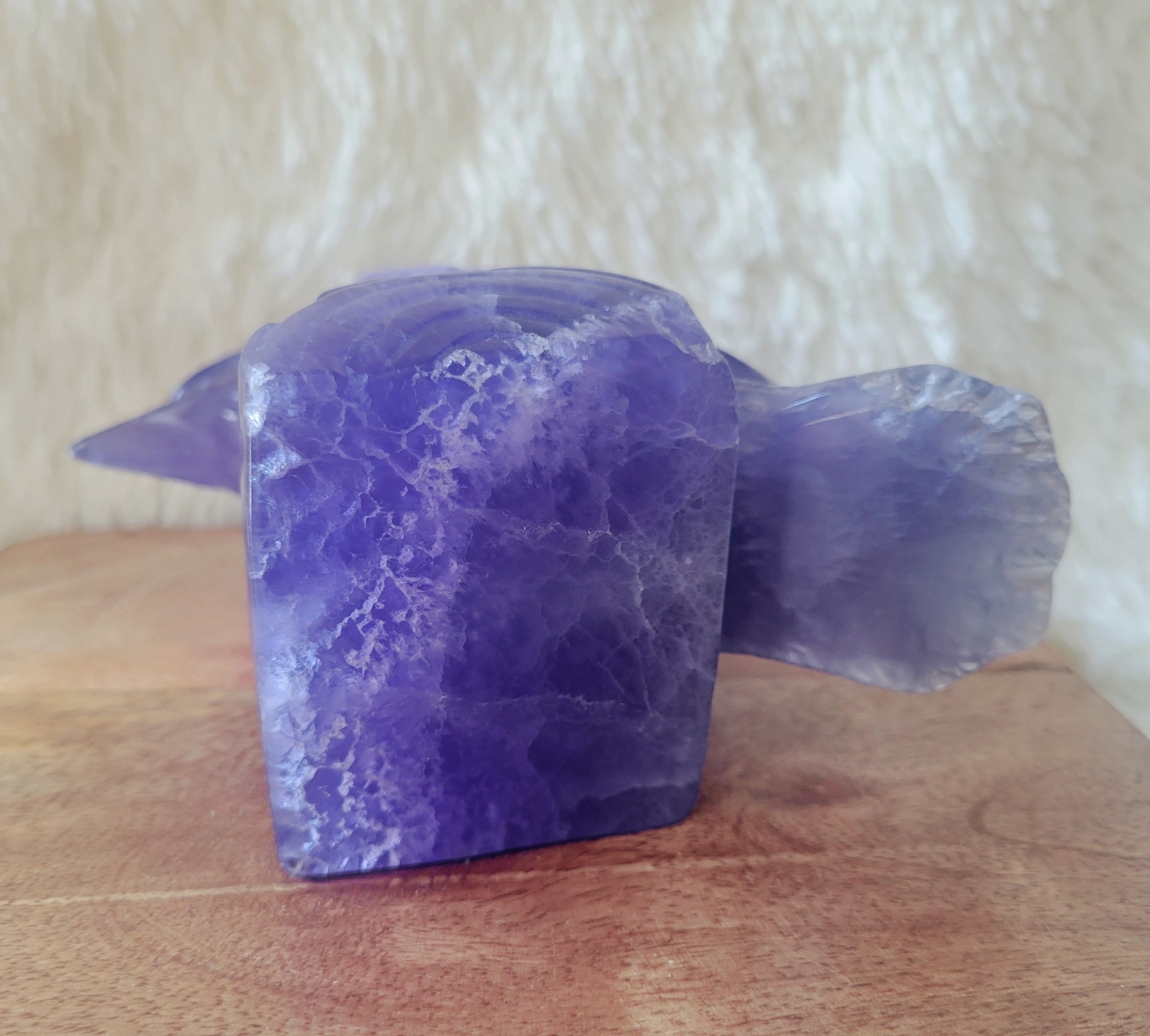 Indigo Fluorite Raven, Crow, Crystal Carving with beautiful Banding, Gorgeous!