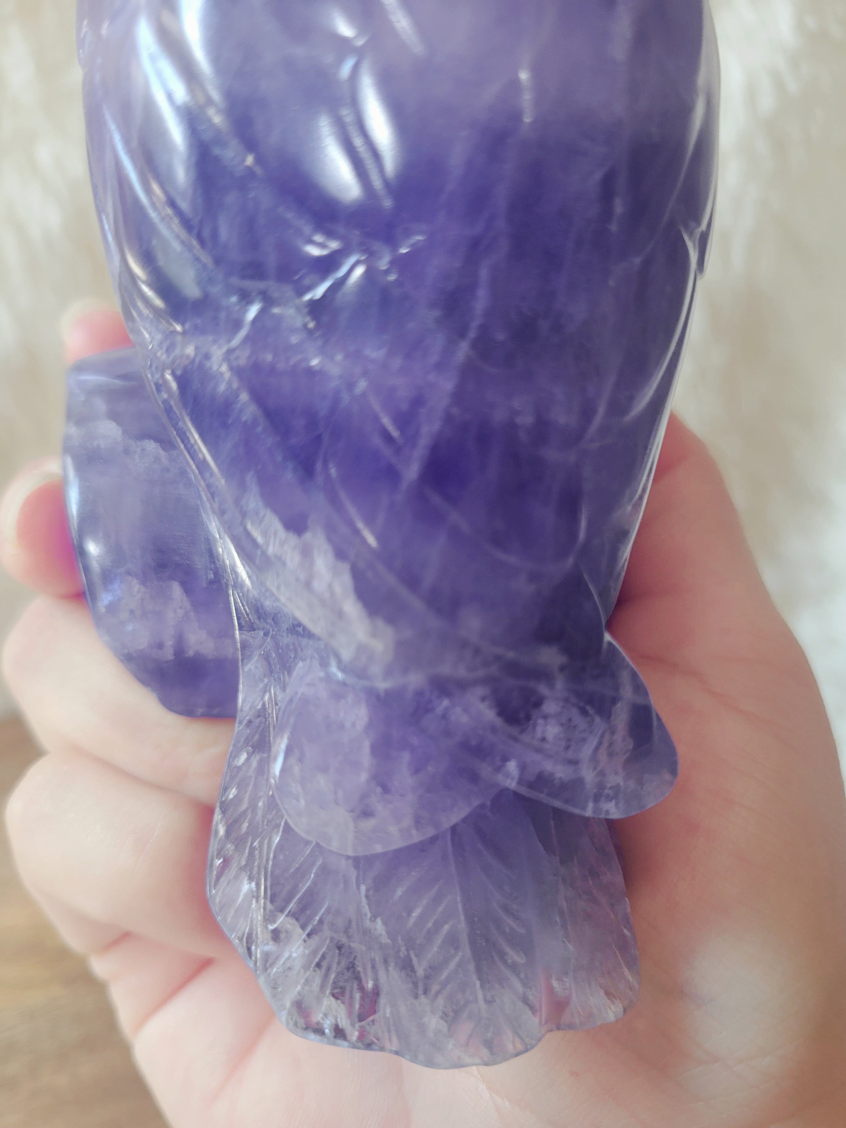 Indigo Fluorite Raven, Crow, Crystal Carving with beautiful Banding, Gorgeous!