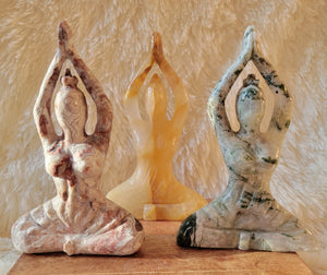 Large Yoga Lady, Bodies, Woman, Praying, Meditating, Goddess, Crystal Carvings, Stunning!